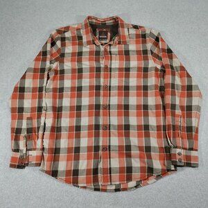 prAna Plaid Button Up Shirt Mens Large Organic Cotton Blend Flannel